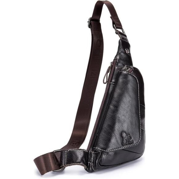 NEW Mens Genuine Leather Sling Bag Crossbody Backpack